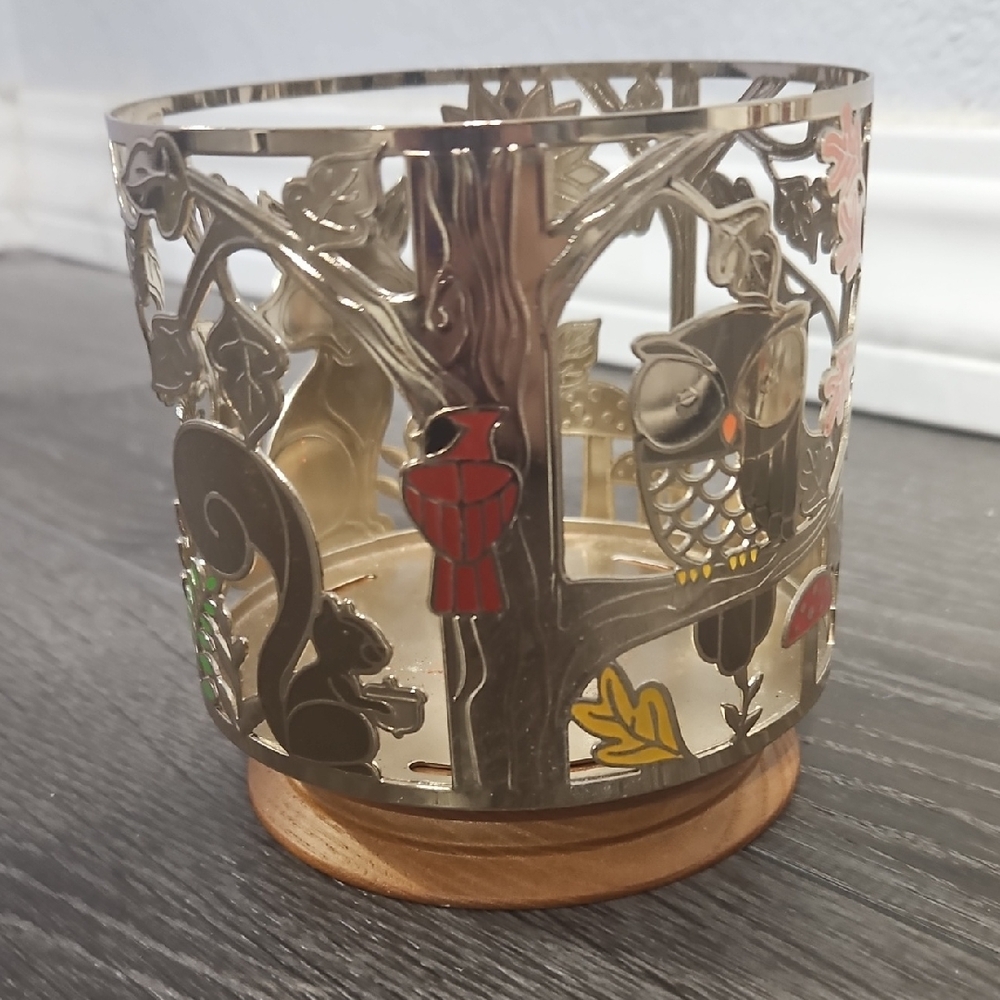 Large BBW Woodland Themed Metal Candle Holder